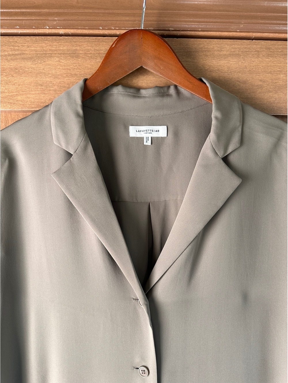 LAFAYETTE 148 New York 100% Organic Silk Georgette Notch Collar Blouse Women XL - Picture 4 of 11